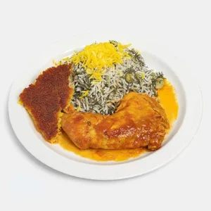ته چین باقالی با مرغ